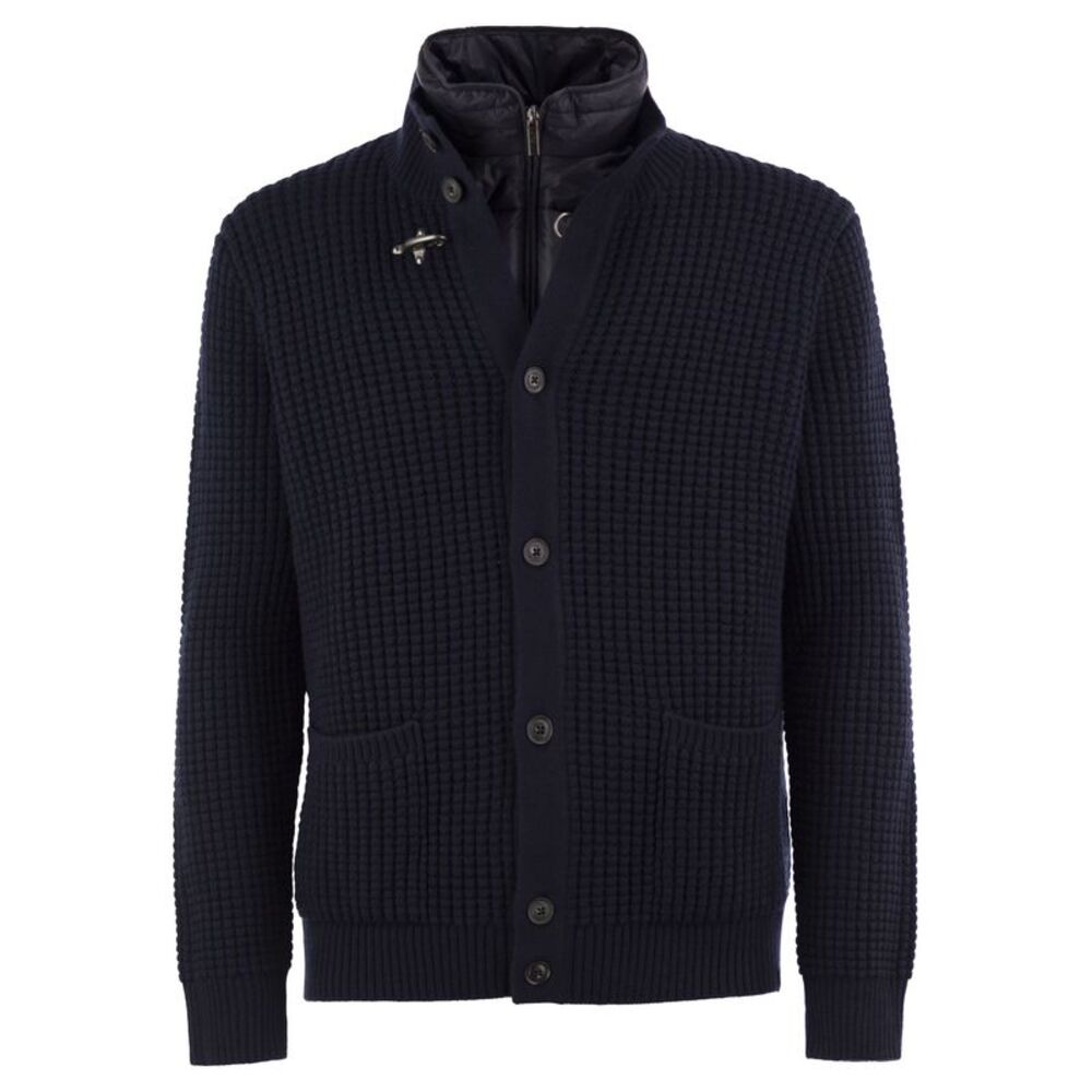 Fay Men Wool Cardigan With Removable Padded Gilet